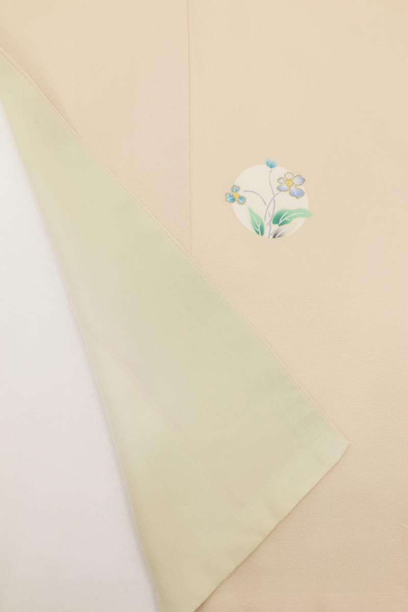 銀座【D-3695】小紋 薄香色 四季花の丸文 :身丈167/裄67.5 - 銀座