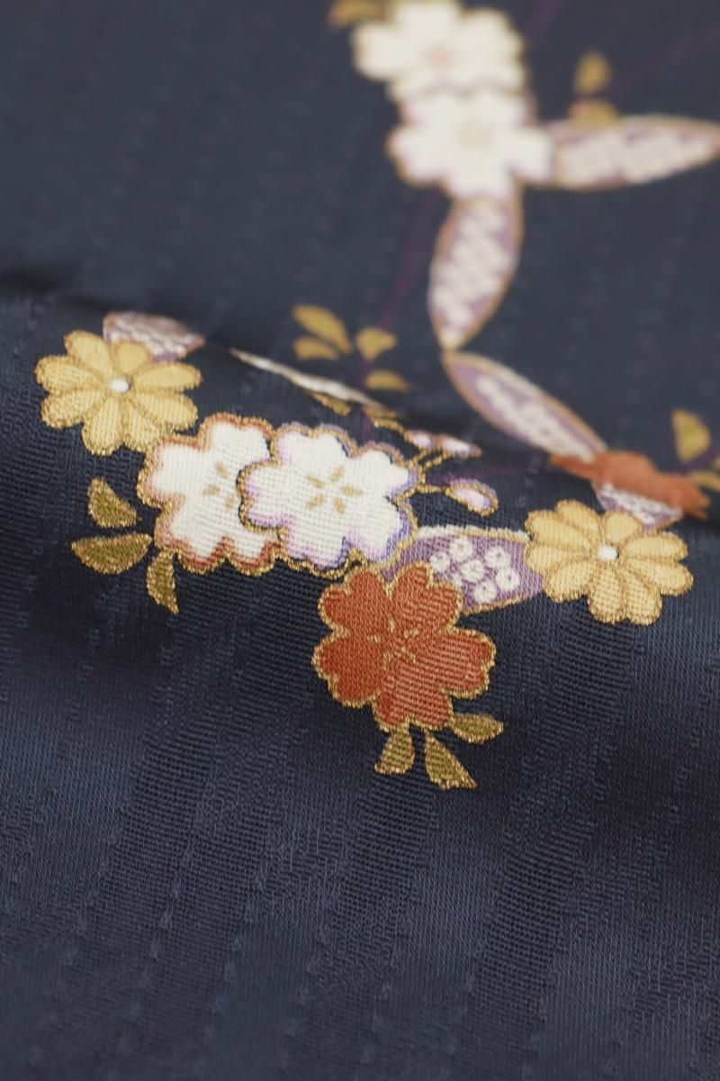 未着用　小紋　地紋起こし　花模様　リーフ　着物　014a d 未着用小紋地紋起こし花模様リーフ着物014a d