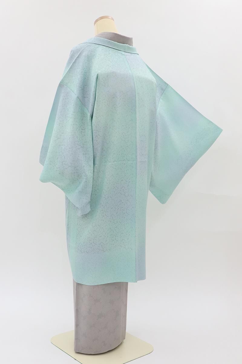 銀座【E-2219】紋紗 羽織 薄浅葱色 花唐草の地紋に靄暈かし（反