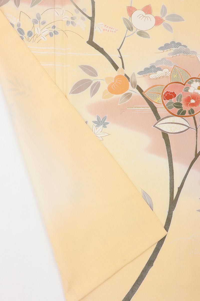 着物◎アンティーク 一つ紋 訪問着 薄物 透かし織 アザミ.桔梗.萩.ススキ 着物◎アンティーク 一つ紋 訪問着 薄物 透かし織 アザミ.桔梗.萩.ススキ