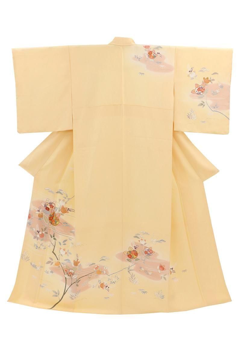 ☆専用☆【訪問着】 セットに 明るめクリーム色 ちりめん生地 古典調