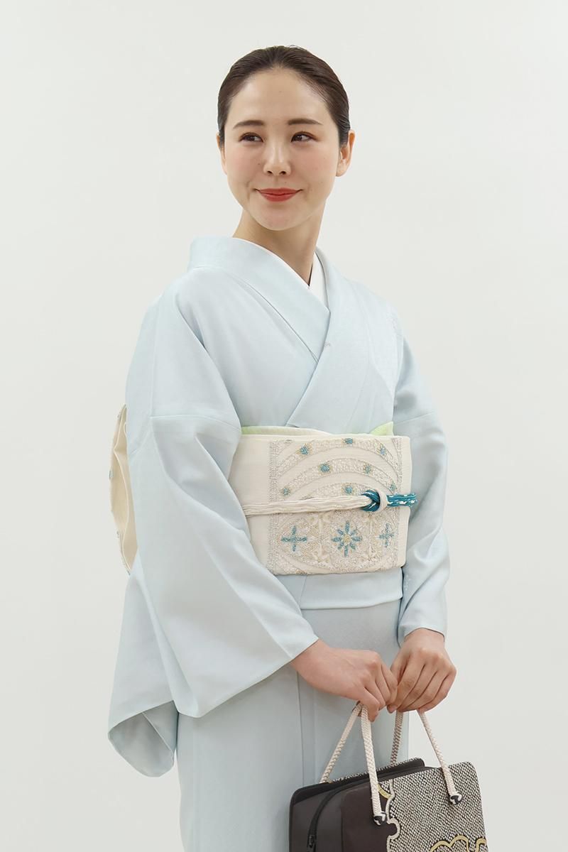 5k1994 袋帯　絹　プラチナ二重箔　輝彩錦　扇子　唐織　銀色　白　赤　紫　青 5k1994 袋帯 絹 プラチナ二重箔 輝彩錦 扇子 唐織 銀色 白 赤 紫