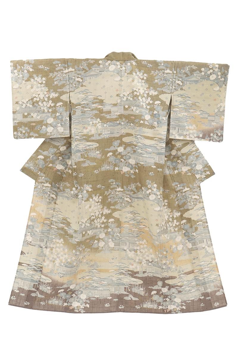 はっち！❣️京都老舗誂え単衣訪問着 嵯峨桜模様＆結城紬＆帯締め.帯揚げ3点 はっち！❣️京都老舗誂え単衣訪問着 嵯峨桜模様＆結城紬＆帯締め.
