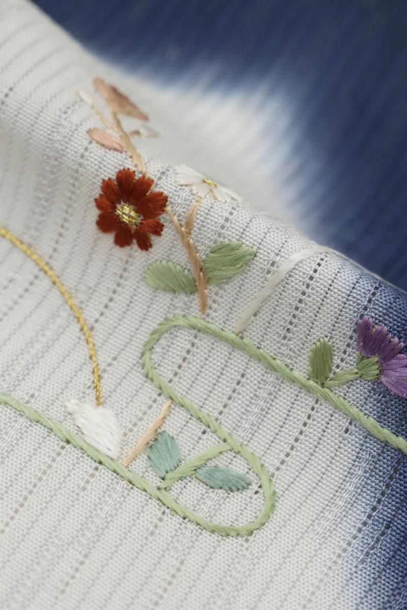 袋帯 六通 絽 草花 色紙 短冊 夏物 24M623f