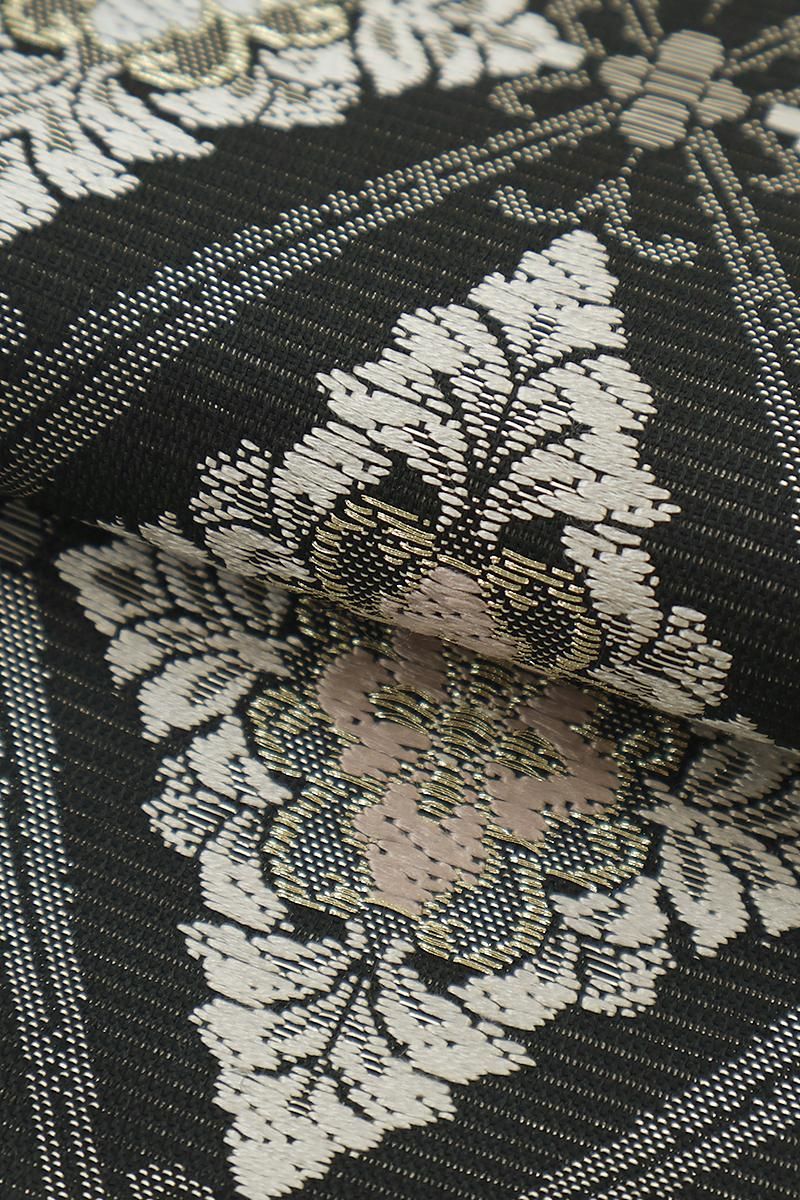 ゆりのはな 未使用品 袋帯 斜め格子に鳳凰文 紋織り フォーマル