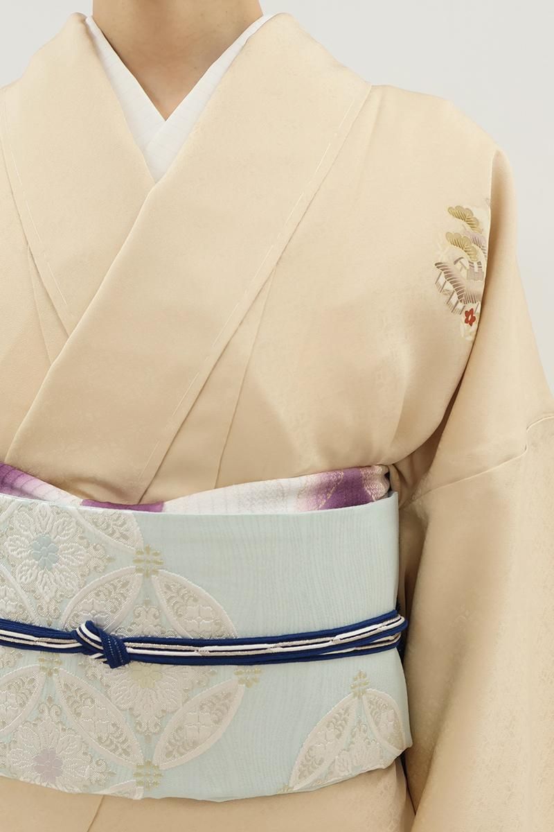 アンティーククリーム色の着物 クリーム色 一面の花 - からん::アンティーク着物・リサイクル