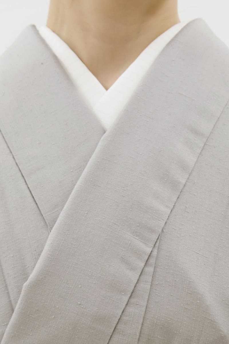 単衣　165cm　Lサイズ　正絹紬　薄灰　かまくら　カジュアル　l922 紬 身丈165cm 裄丈66cm M 袷 袋帯セット 絣柄 ベージュ 正絹 美
