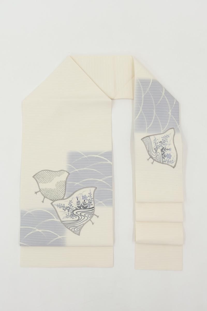 夏帯】 【老舗専門店扱い品】 特選本手刺繍絽塩瀬九寸名古屋帯