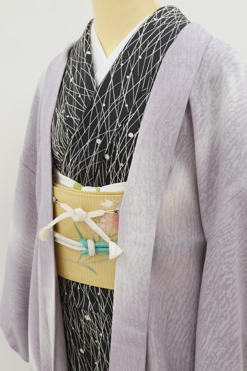 銀座【E-2232】紋紗 羽織 藤鼠色 流線暈かし（反端付）（N）:身丈100.5