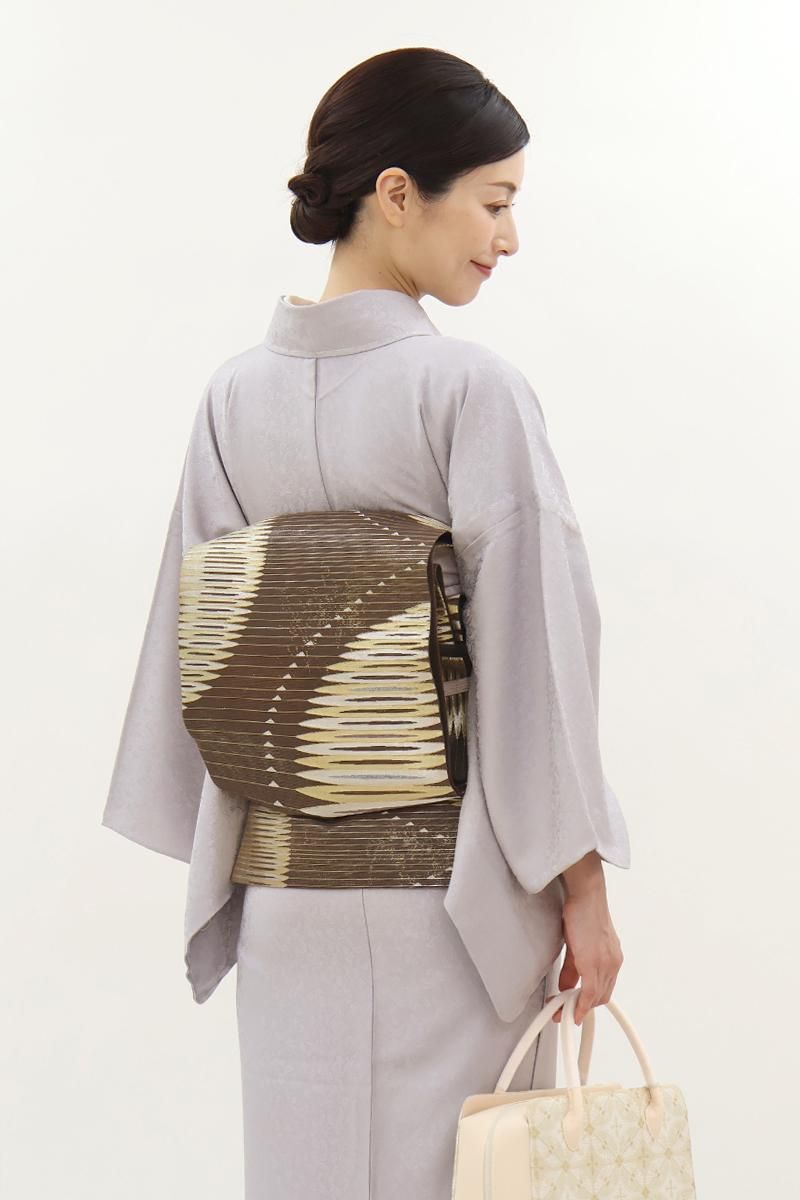 楽天 銀座【L-8163】夏 袋帯 銀座きもの青木｜長く - 抽象文 桧皮色 着物・浴衣