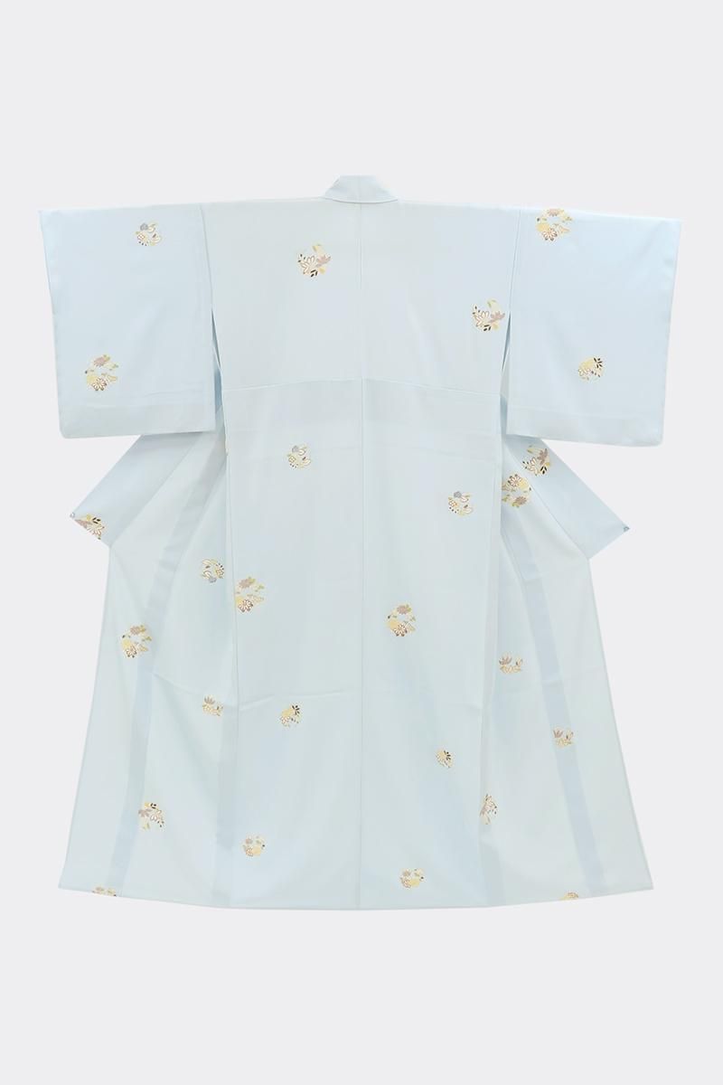 銀座【D-3761】京摺り友禅 伝統工芸士 岡本澄生作 単衣 小紋 淡い