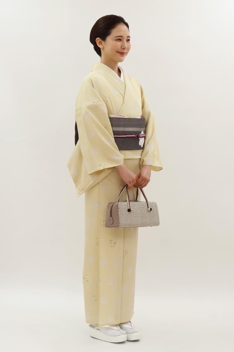 銀座【D-3758】京摺り友禅 伝統工芸士 岡本澄生作 単衣 小紋 蒸