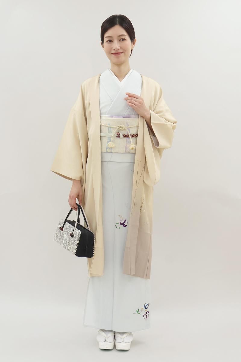 特価！ 美品 落款 元治 竹に雀 暈し 着物 仕付け糸付 正絹 小紋 2926 夏物最終セール】 【単衣・夏物】 正絹暈し染紋紗小紋着尺 銀