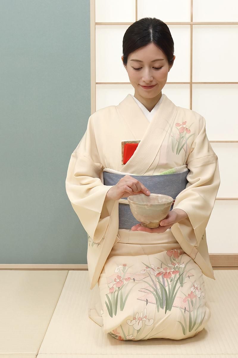 ＮＯ440　単衣　麻交織り　百貨店扱い　タグ付き お仕立済み・単衣】4サイズから選べる洗える色無地（灰柳：はいやなぎ