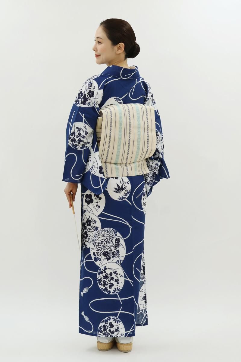 美品 綿絽 浴衣 着物 A3461 浴衣（白×綿絽）｜着物レンタルあき (来店着付け無料・全国配送無料)