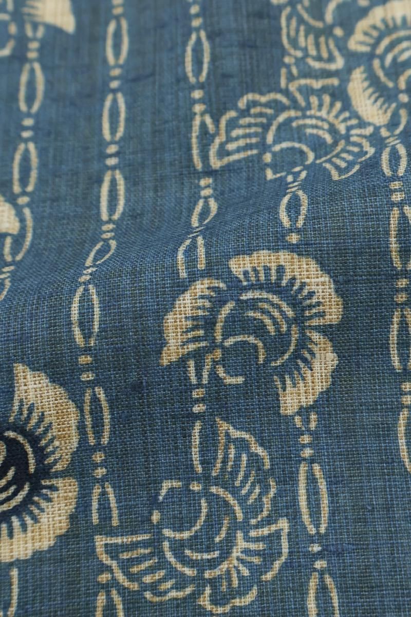 銀座【D-3779】木綿地 浴衣 藍色 福良雀文 :身丈166/裄68 - 銀座きもの