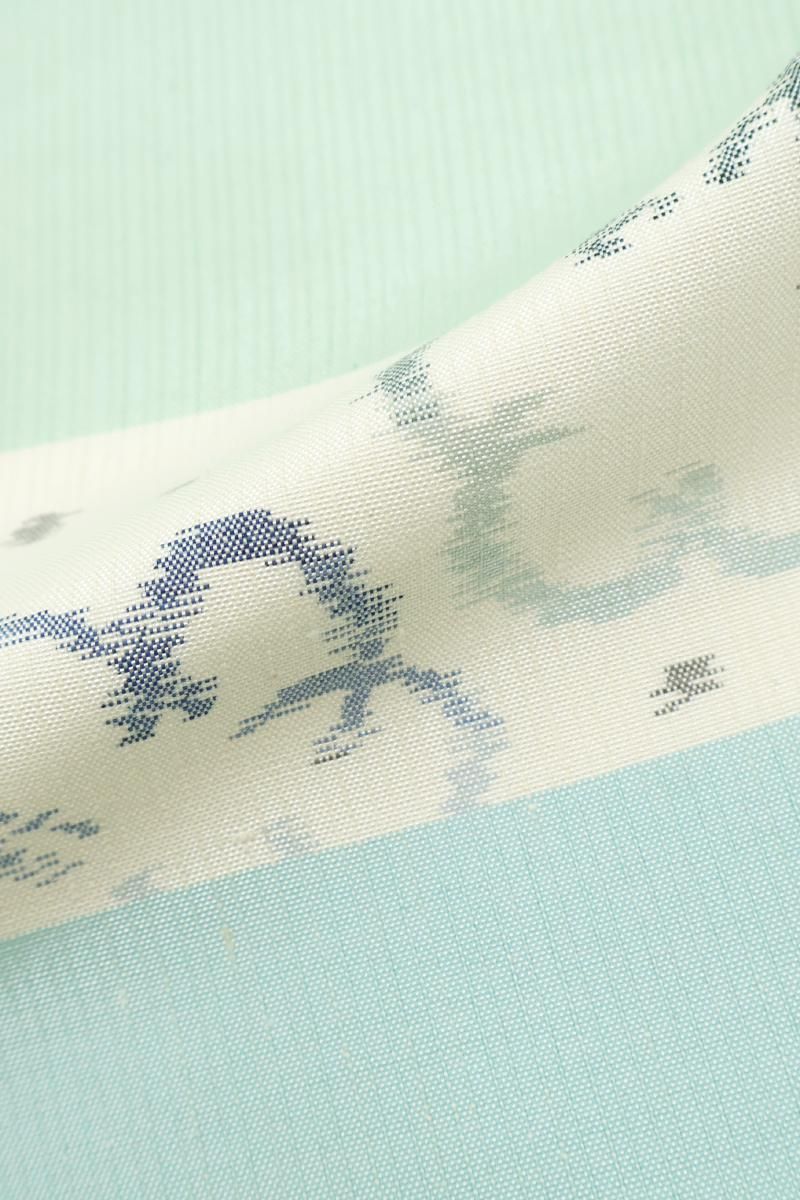 銀座【A-4090】伝統工芸士 池田光正作 単衣 紬 淡水色×水縹色