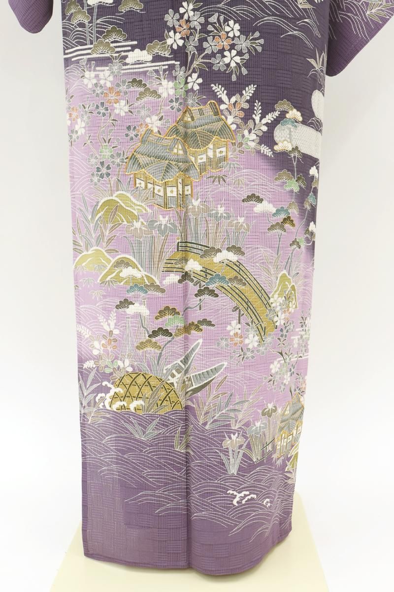 あおき【B-4129】変わり絽 訪問着 葡萄色 茶屋辻文 :身丈154.5/裄65.5