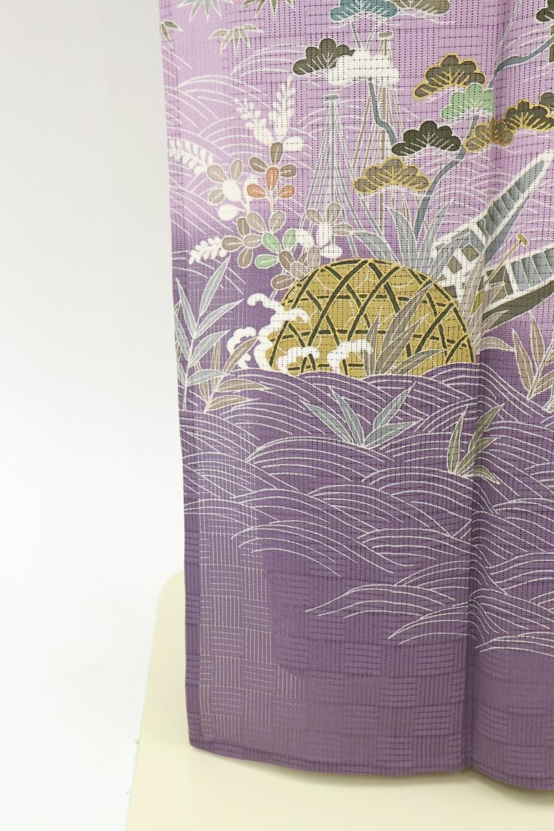 あおき【B-4129】変わり絽 訪問着 葡萄色 茶屋辻文 :身丈154.5