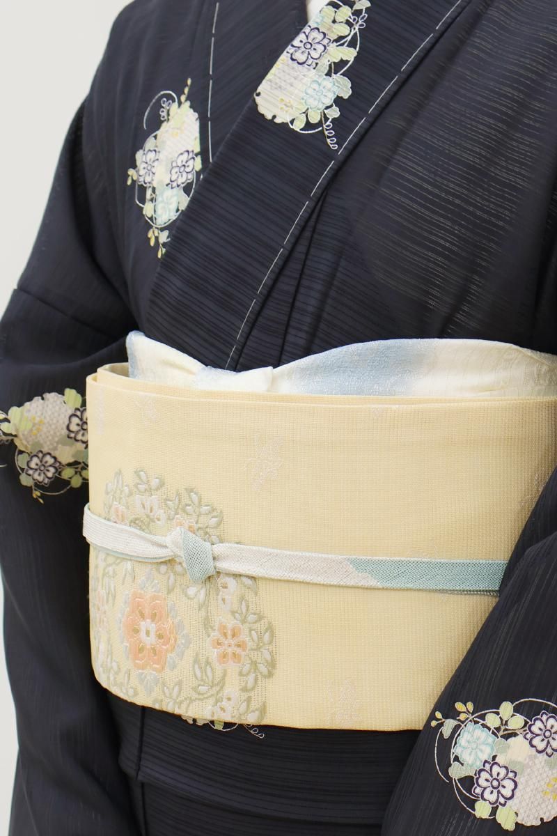 夏帯 名古屋帯 絽 霞模様 臙脂色 O-5058 夏帯 名古屋帯 絽 霞模様 臙脂色 O-5058