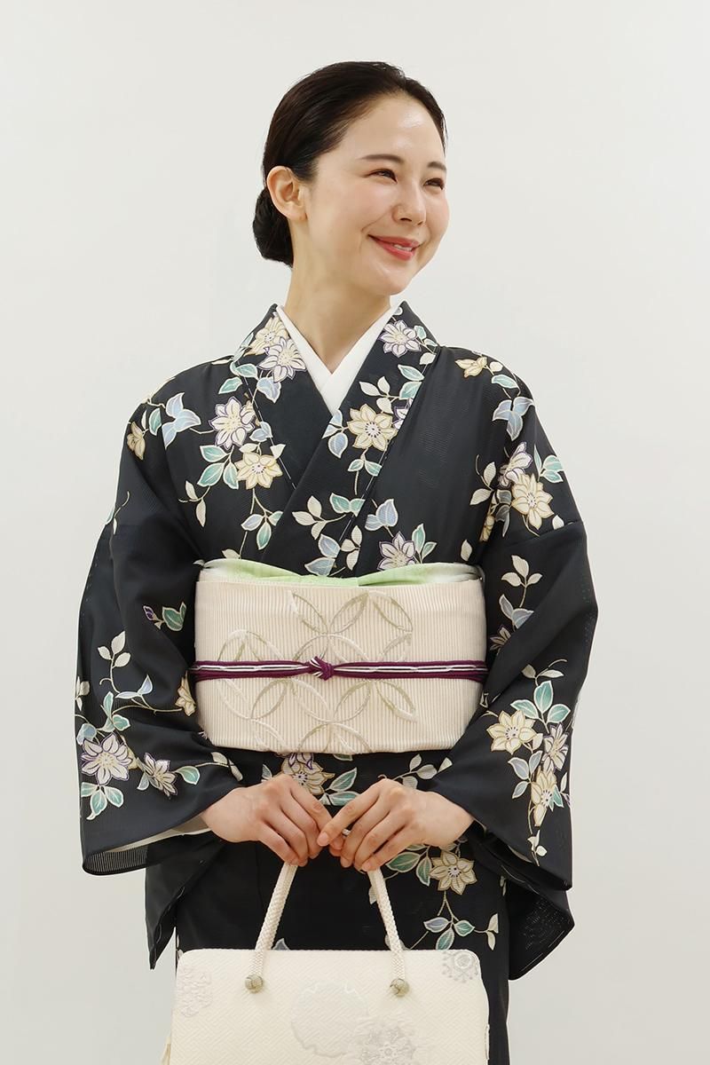 銀座【H-0507】西陣 河村織物製 刺繍 絽綴れ 八寸名古屋帯 穴色