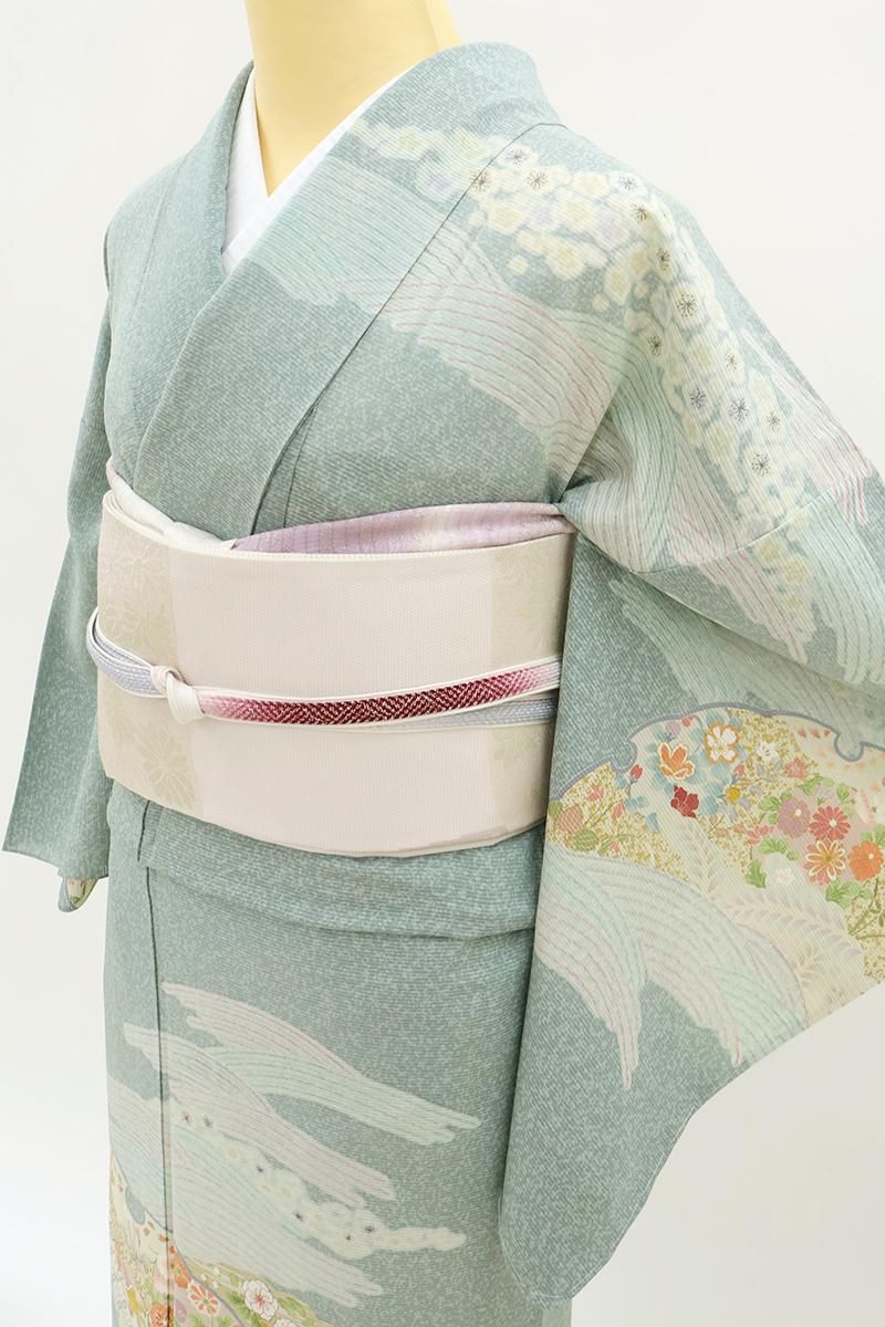 夏着物 色無地 紗 芝模様 浅葱鼠色 しつけ糸 KK-1991 - メルカリ