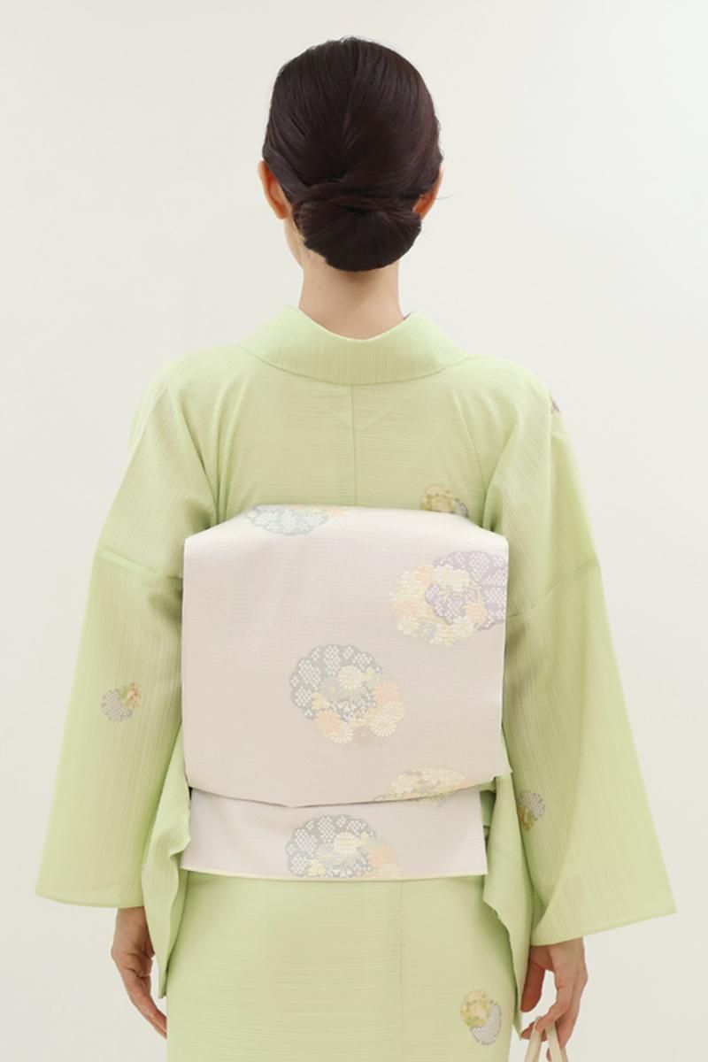 袋帯 六通 絽 草花 色紙 短冊 夏物 24M623f