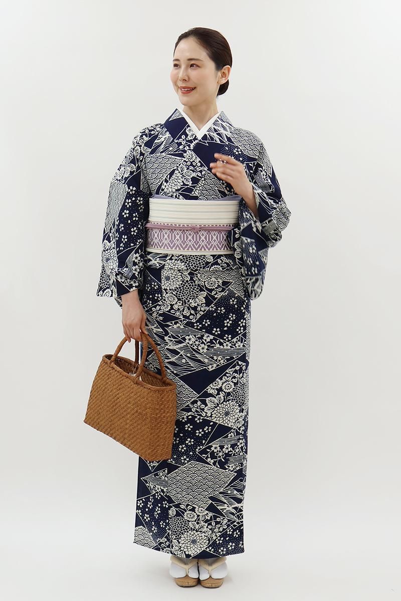 NA948藍染高級浴衣美品綺麗着丈144センチ裄丈63センチ木綿セール