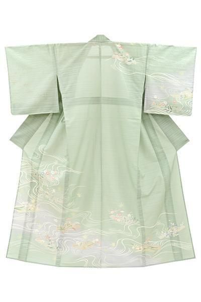 夏物 夏のきもの 絽 訪問着 京友禅柄模様 丸に木瓜紋入り 正絹 11892 夏物 夏のきもの 絽 訪問着 京友禅柄模様 丸に木瓜紋入り 正絹 11892