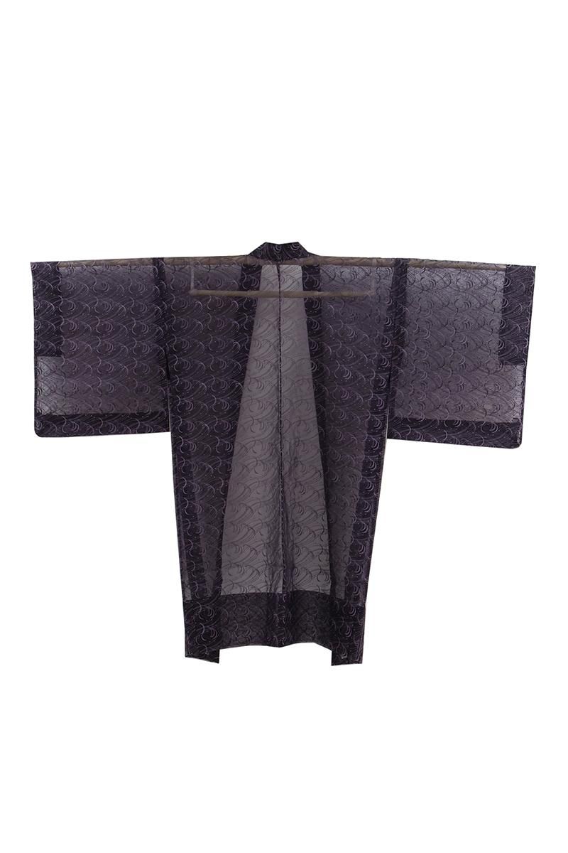 あおき【E-2260】シルクオーガンジー 刺繍 羽織 桑の実色 抽象文（N