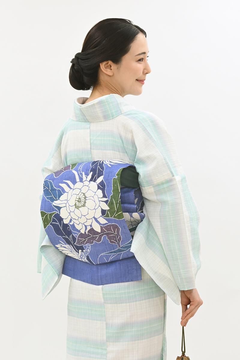 夏帯 袋帯 正絹 紗☆超美品☆花 凛 クール 爽快 華やか
