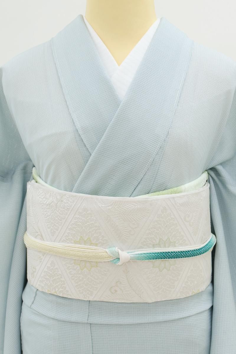 あおき【L-7621】西陣 山口美術織物製 袋帯 藍墨茶色 早苗地稲穂
