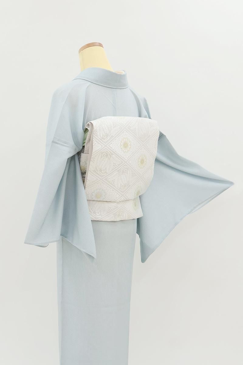 銀座【L-8281】西陣 都製 紗 本袋帯 白色 菱取菊菱文（反端