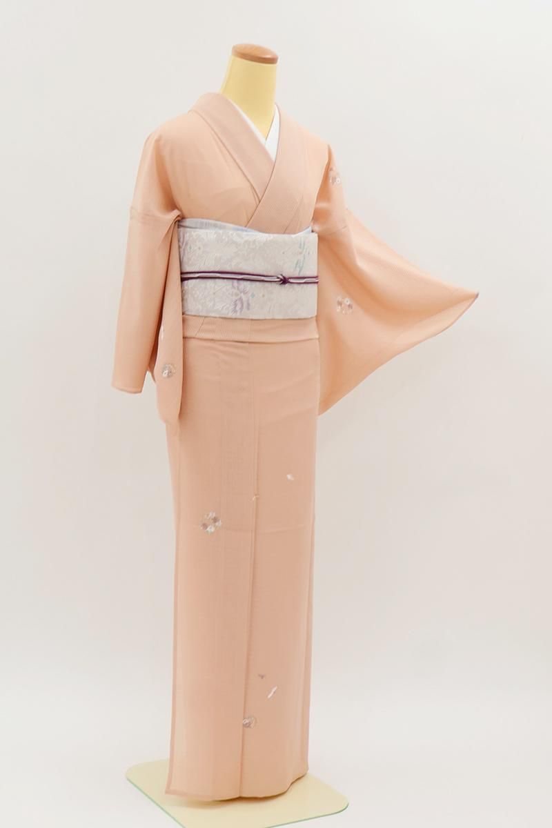単衣 撒き糊 薄紫 雲取 正絹付下げ訪問着 155cm k502