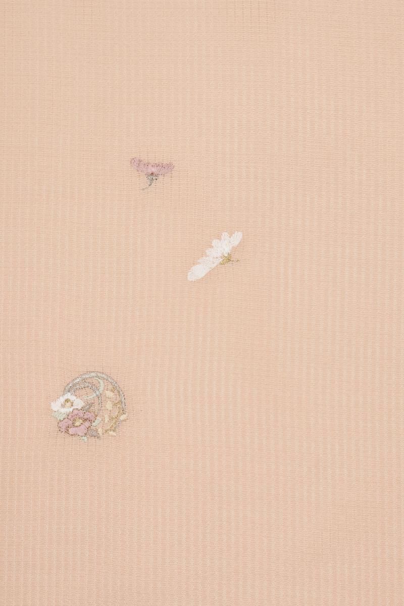 付け下げ 手刺繍 金彩 紋意匠 鴇浅葱色 正絹 反物