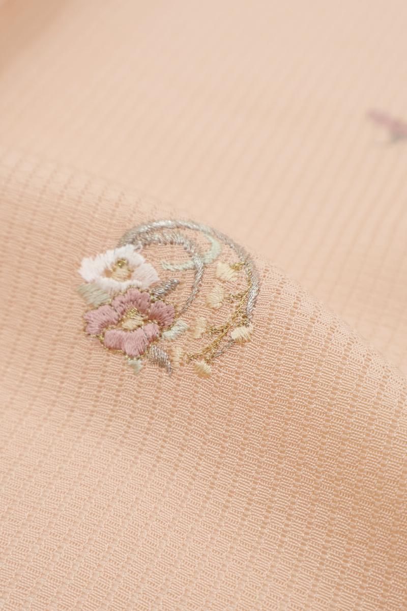 付け下げ 手刺繍 金彩 紋意匠 鴇浅葱色 正絹 反物