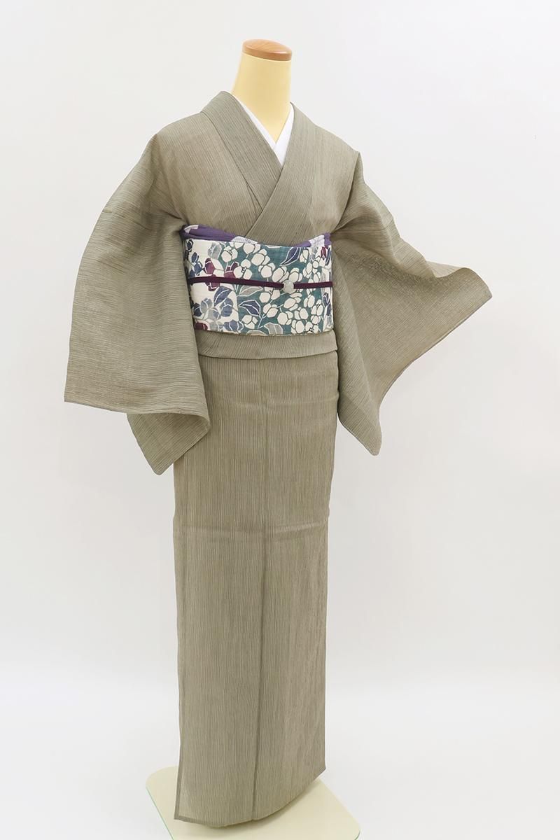 値下げ交渉OK！夏物 駒絽 色無地 柏 正絹 B260 - メルカリ