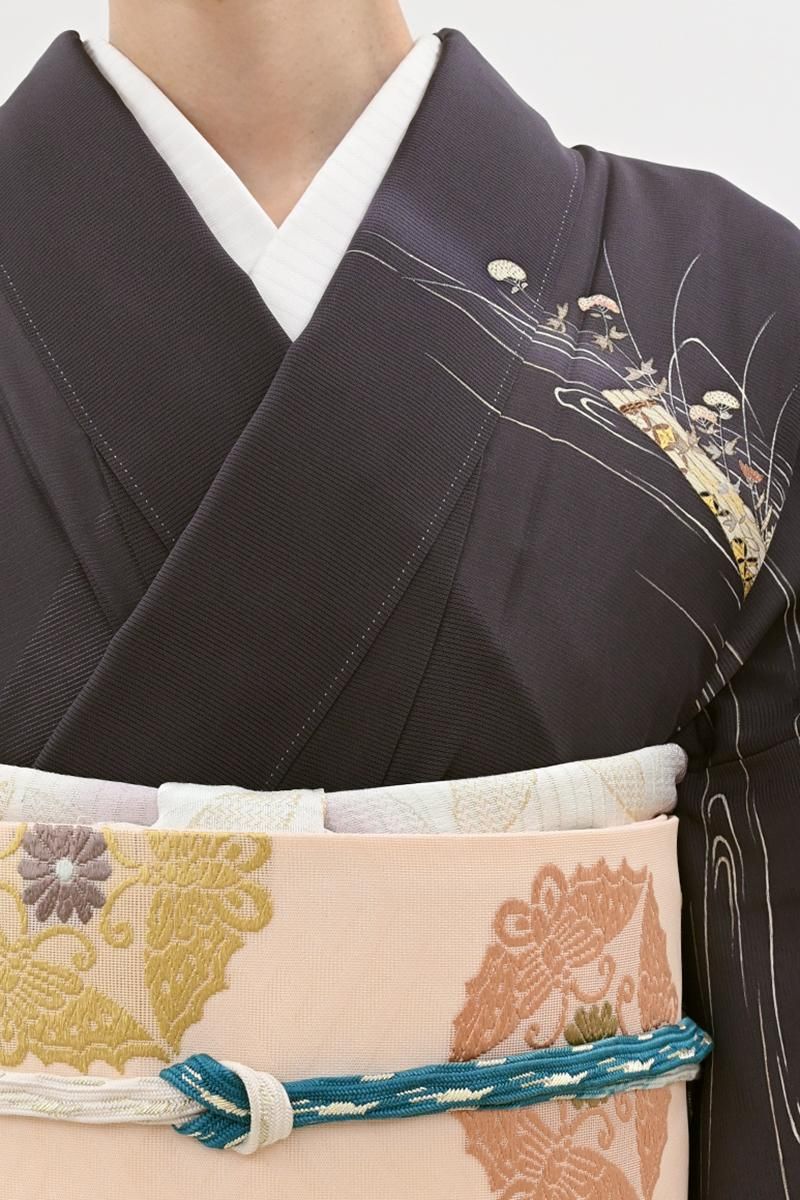 訪問着　フルセット　正絹　付け下げ　着物　花筏　紗綾形地紋　緑　G9 紗袷訪問着［江戸紫地・萩］｜着物レンタルあき (来店着付け無料
