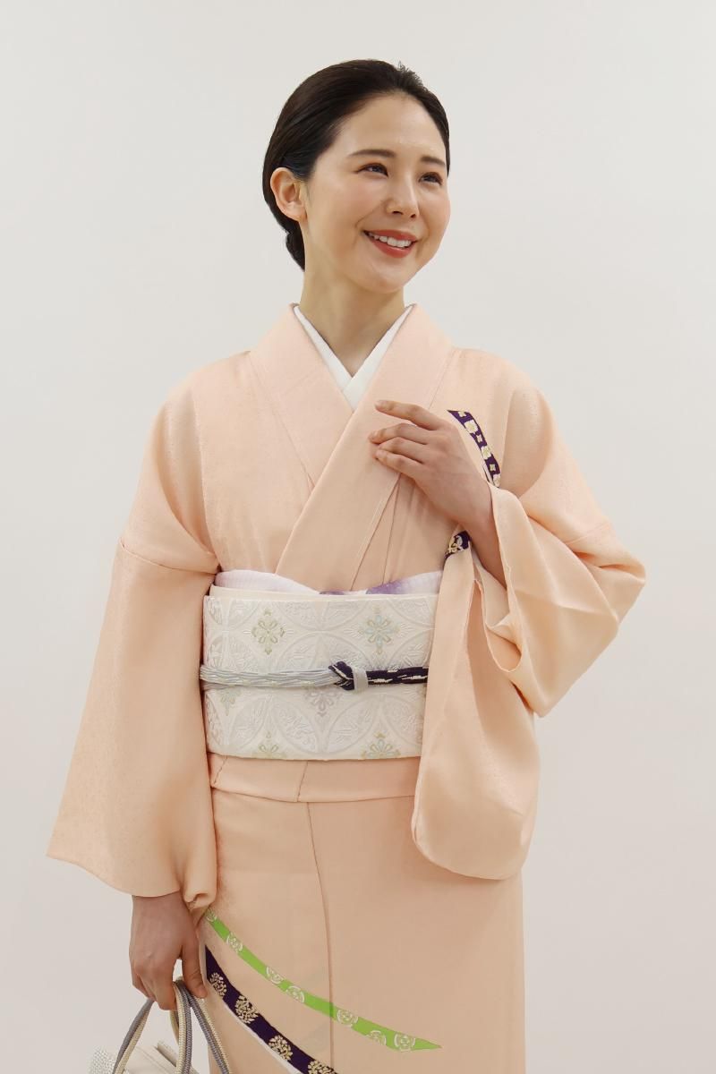 銀座【L-8181-2】西陣製 袋帯 乳白色 七宝華文（反端付）（N