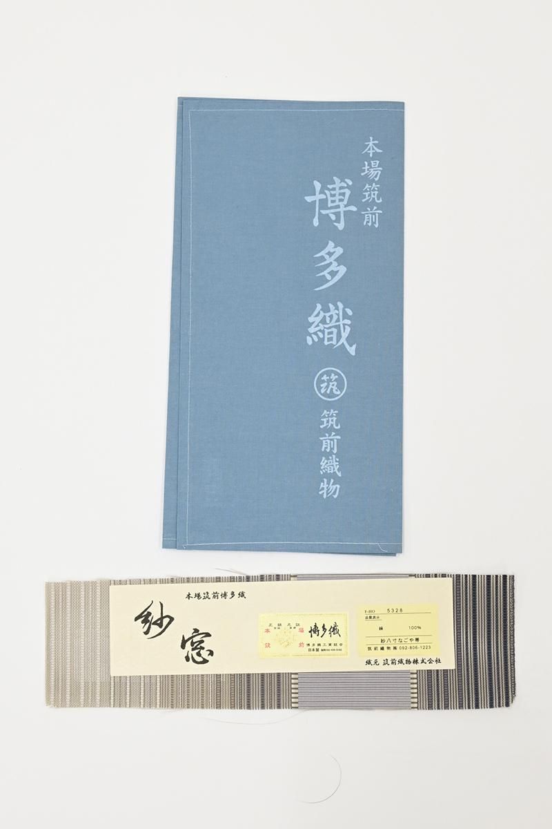 名古屋帯　本場筑前博多織　紗　未使用品　独鈷柄　練色　全長363幅30 名古屋帯 本場筑前博多織 紗 未使用品 独鈷柄 練色 全長363幅30