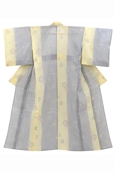 あおき【着物4539】樋口織工芸社製 本場小千谷縮 着物（反端 証紙付）:身丈158.5/裄70 