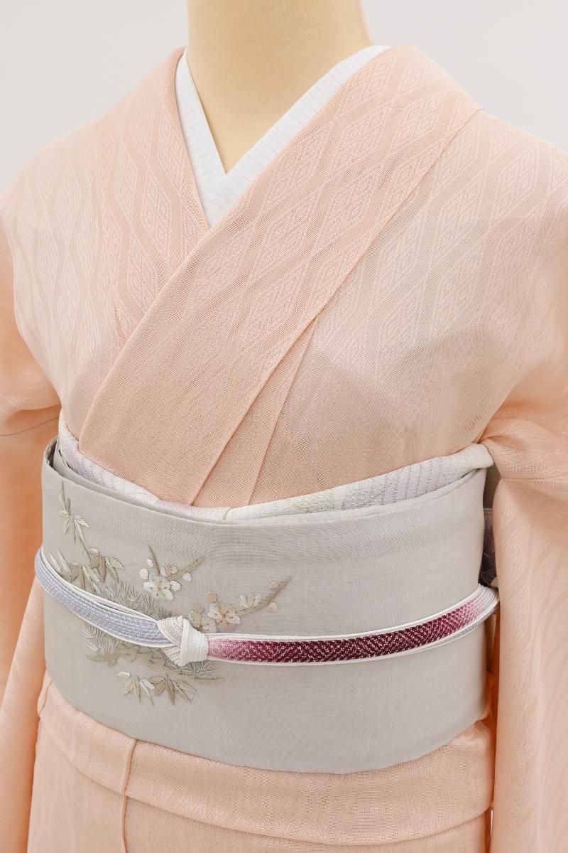 縮緬 横断 染め 素敵なデザイン 小紋 正絹 AK-5037 更紗模様 花唐草 鳥 裄65 素敵なデザイン 小紋 着物 正絹 AK