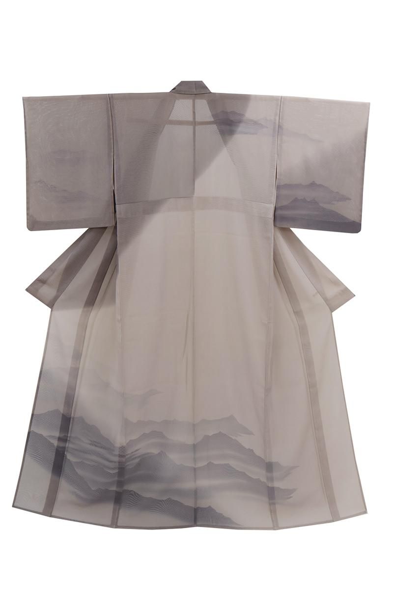 銀座【B-4196】紗合わせ 付下げ 桜鼠色 遠山暈かし :身丈162/裄64.5