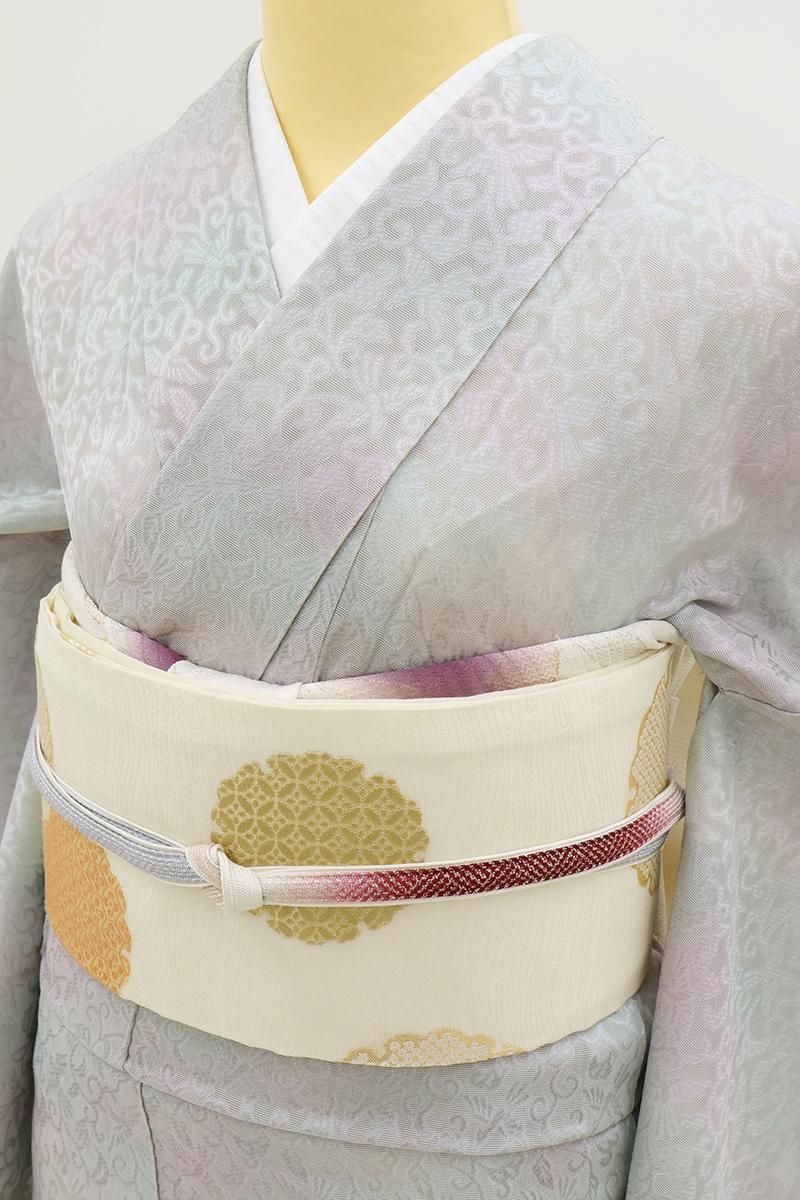 銀座【D-3877】紋紗 小紋 多彩な暈かしに唐草鳳凰の地紋 :身丈156.5/裄