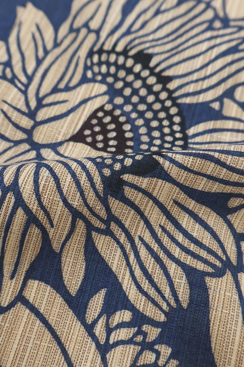 きことわ 作家物 染色作家 胡麻稔雄 小紋 残布 あおき【D-3879】竺仙製 奥州小紋 コバルトブルー色 ひまわりの