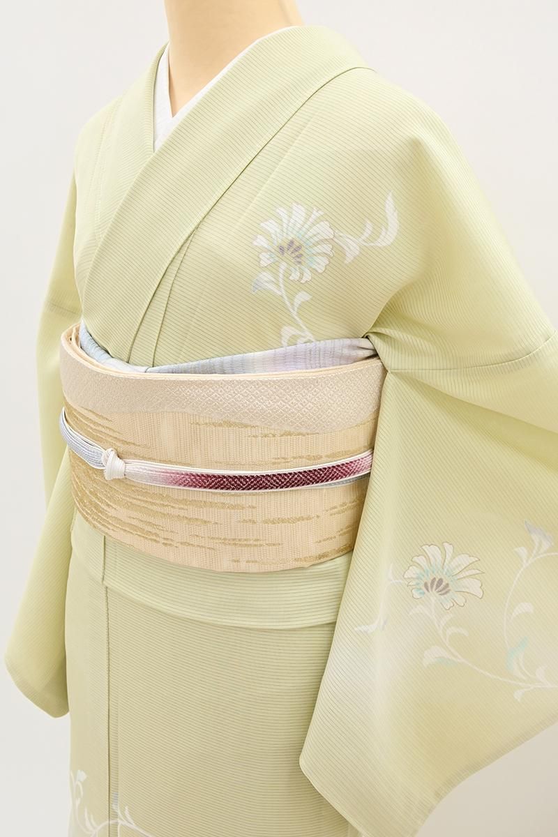 銀座【B-4203】絽 付下げ ねこやなぎ色 花唐草文（反端付）（N