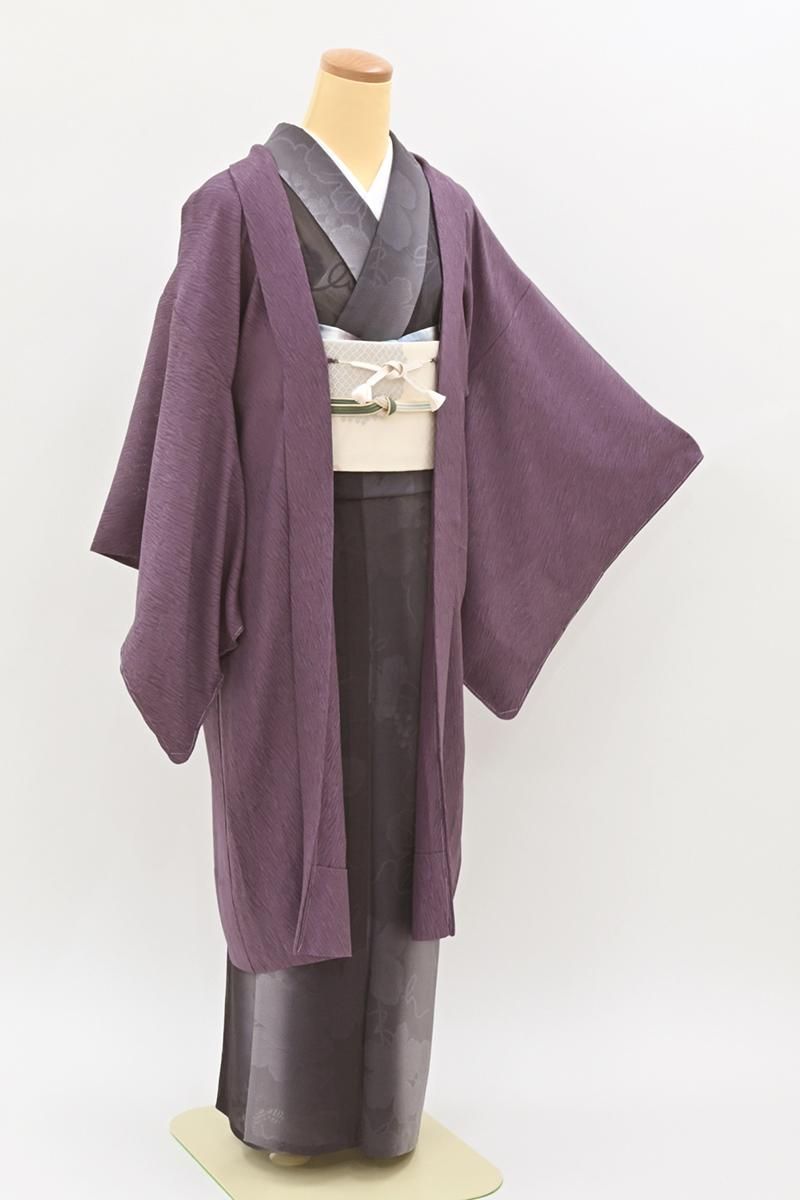 あおき【E-2283】紋紗 羽織 中紫色 抽象文の地紋 :身丈99/裄66