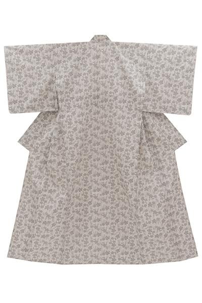 銀座【着物4551】白山工房製 牛首紬 単衣 小紋 葡萄唐草文（証紙付）：身丈162/裄69 