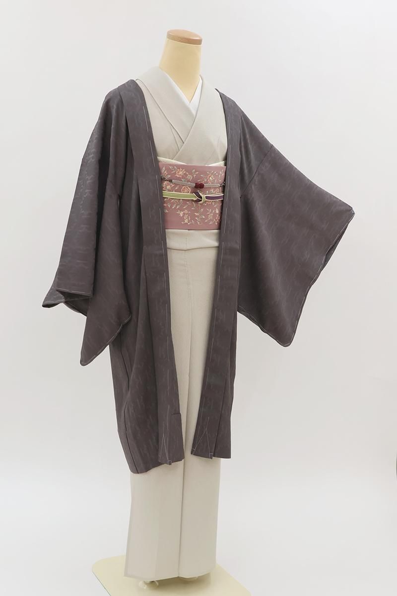 あおき【E-2287】紋紗 羽織 滅紫色 八角に切子の地紋（反端付）（N）   :身丈100/裄68