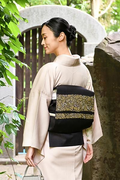 【帯プレゼント*】水色の無地 秋草のなごや帯 スモールサイズ 帯:41,000円~60,000円 - 銀座きもの青木|長く大切に着続けて